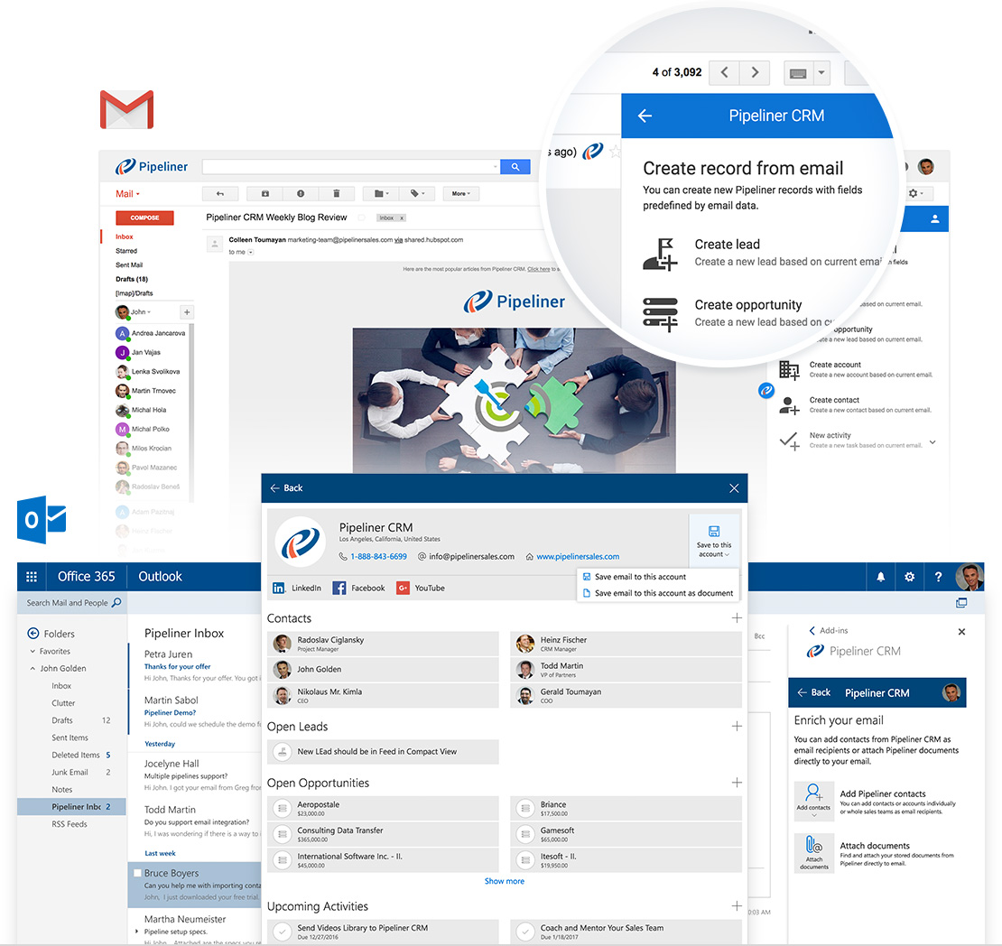 Pipeliner CRM: Outlook & Gmail Addin