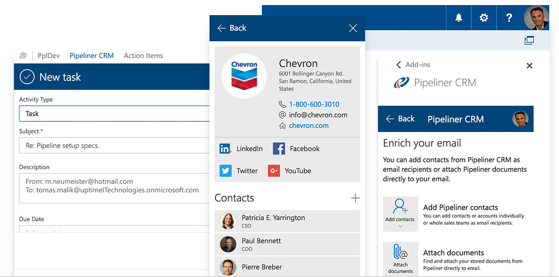 Email client, customer or prospect add other contacts and sales members from CRM