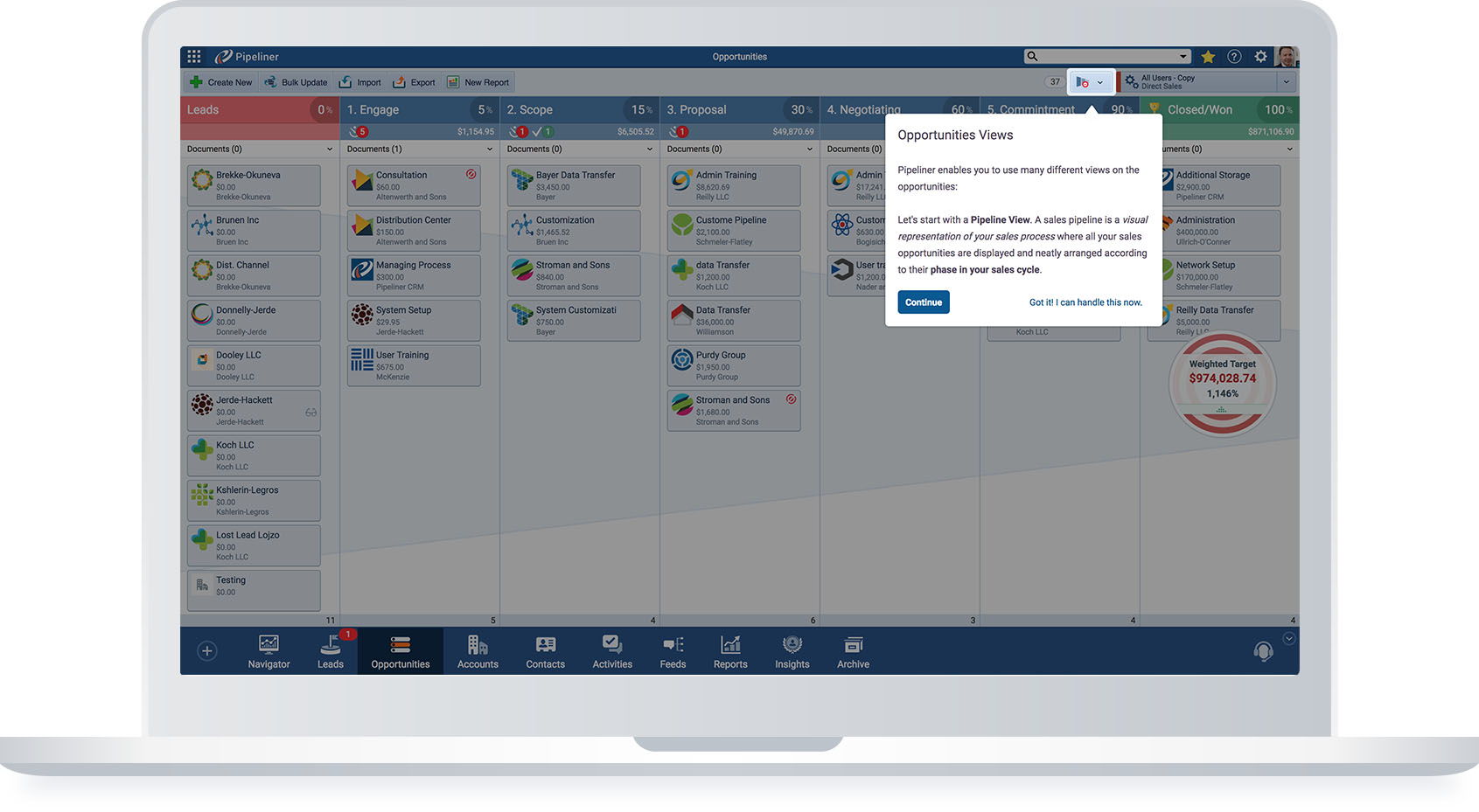 Pipeliner CRM software has built in help and support feature.
