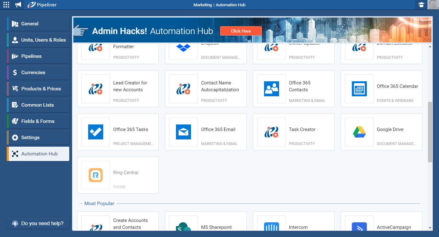 Pipeliner CRM 2.4.0: Automation Hub