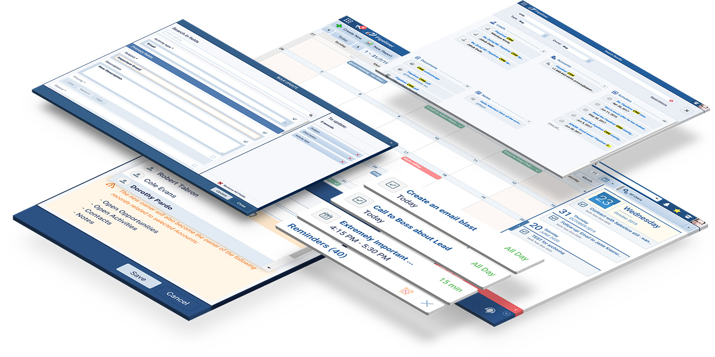 Pipeliner CRM Bulk Update Activities and advance search features