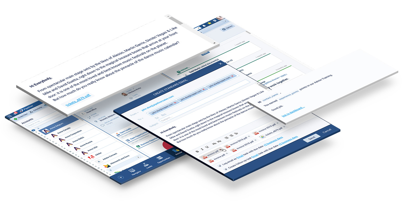 Pipeliner CRM Gmail sending emails directly from the CRM system