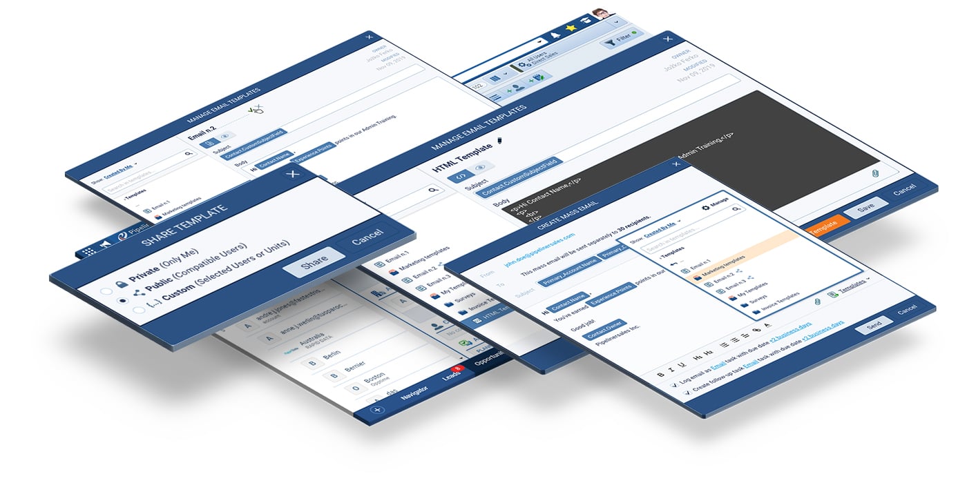 Email templates for Pipeliner CRM