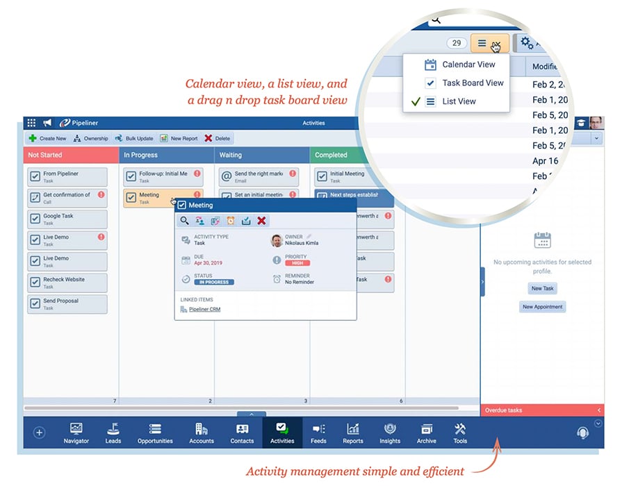 Multiple View on Activities Management