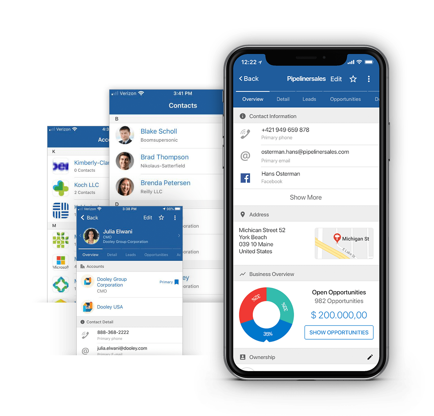 Mobile CRM App accounts & contacts feature