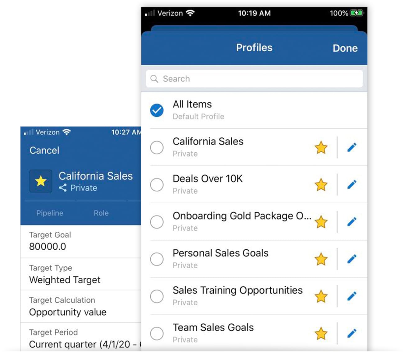 Customize and filter data instantly in a Mobile CRM App