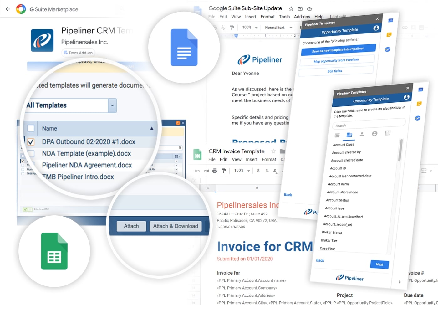 Google Docs and Google Sheets integration with Pipeliner CRM