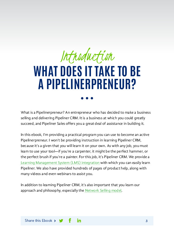 Introduction ebook to How to become a Pipelinerpreneur