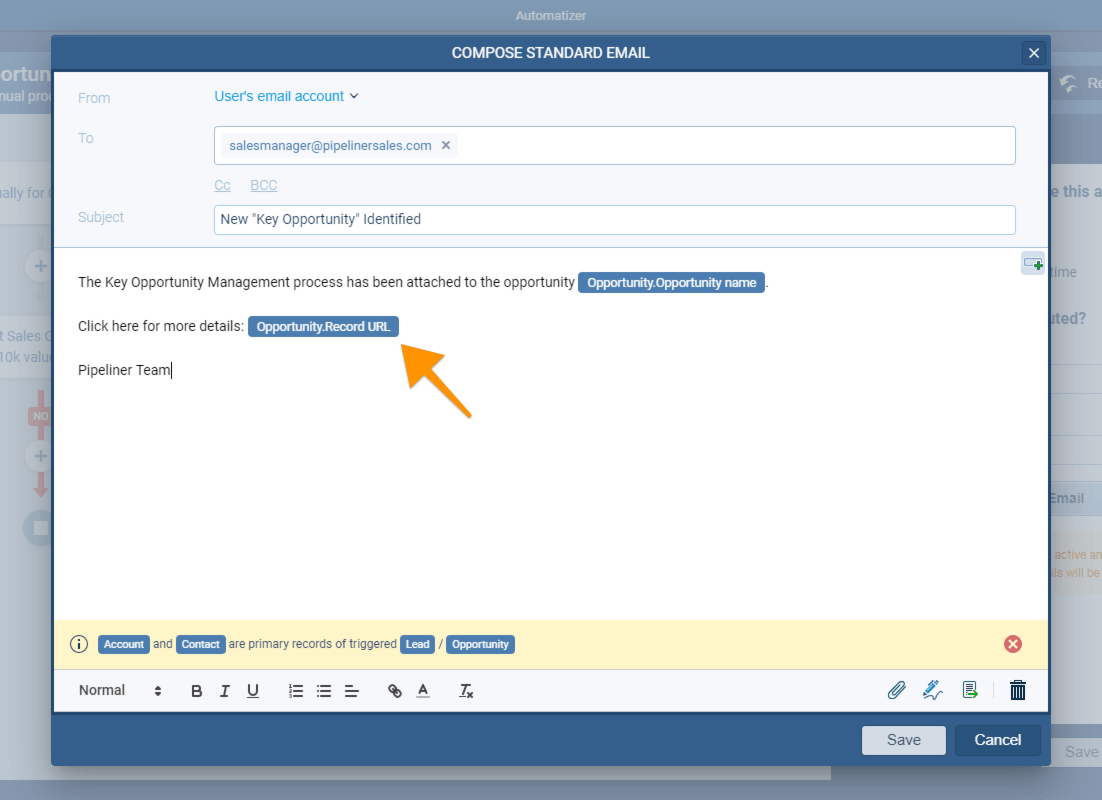 Key Account Management process has been activated for an Opportunity