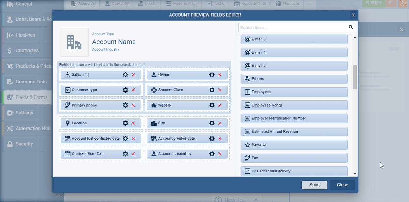 Previously, there were 6 fixed fields that would display in the Card View