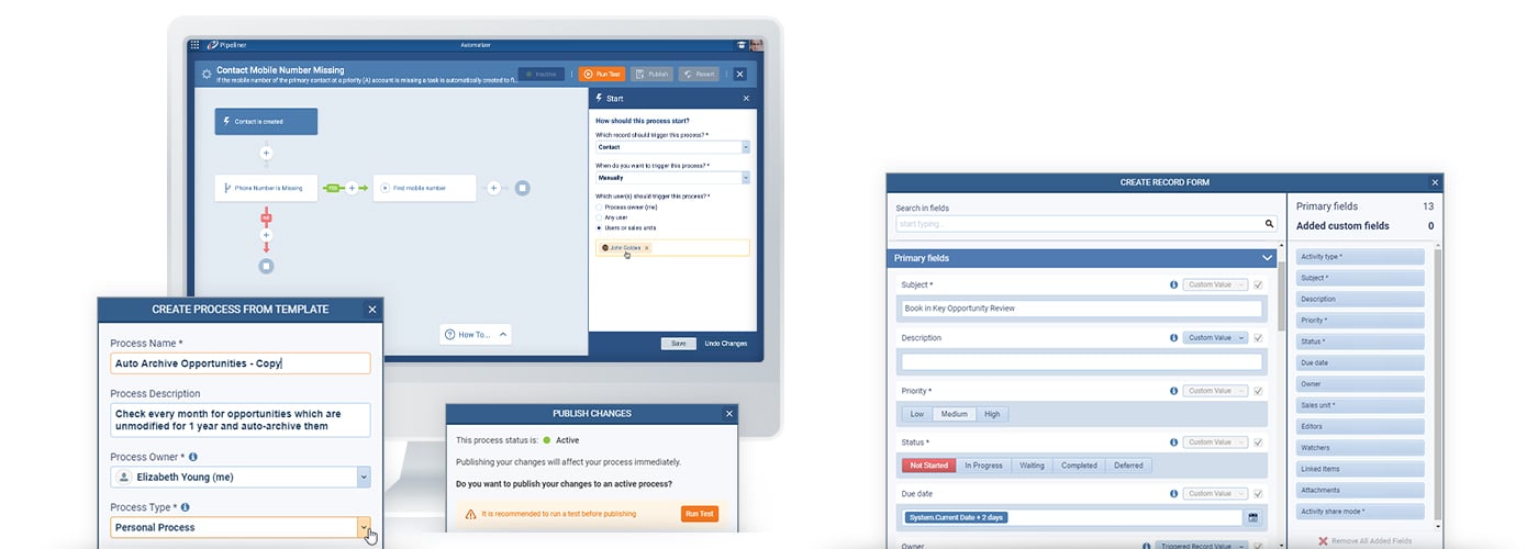 pipeliner-revenue-wheel-content-the-automatizer-1444 CRM no-code, workflow automation engine
