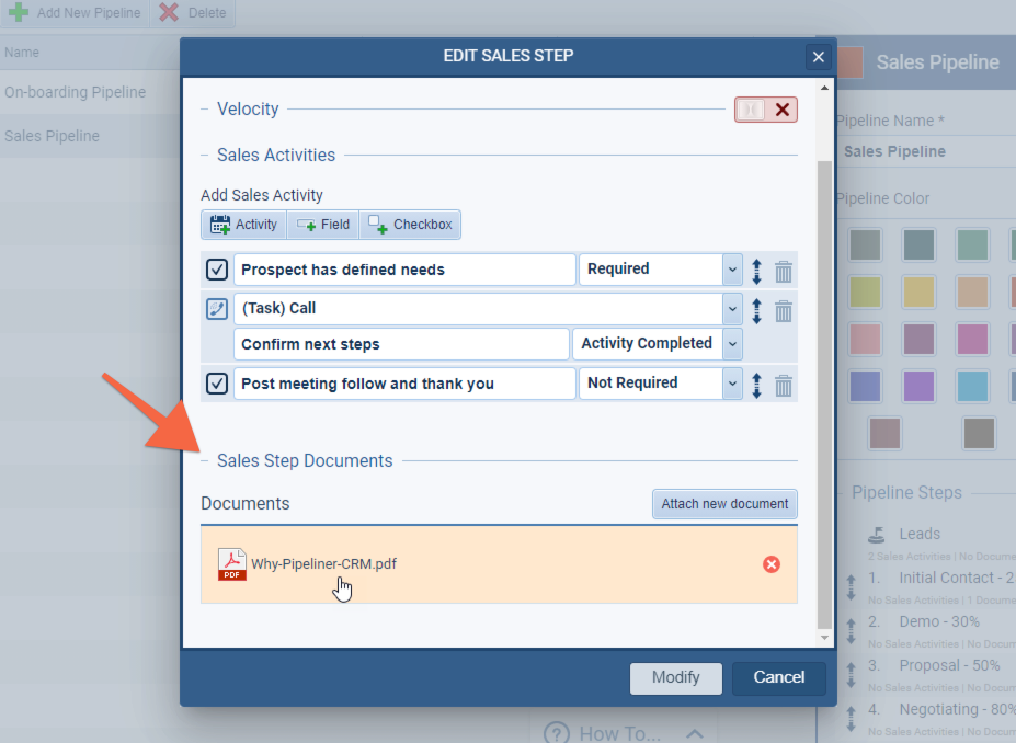 screenshot-EditSalesStepDocument-markup Attach documents in a particular stage