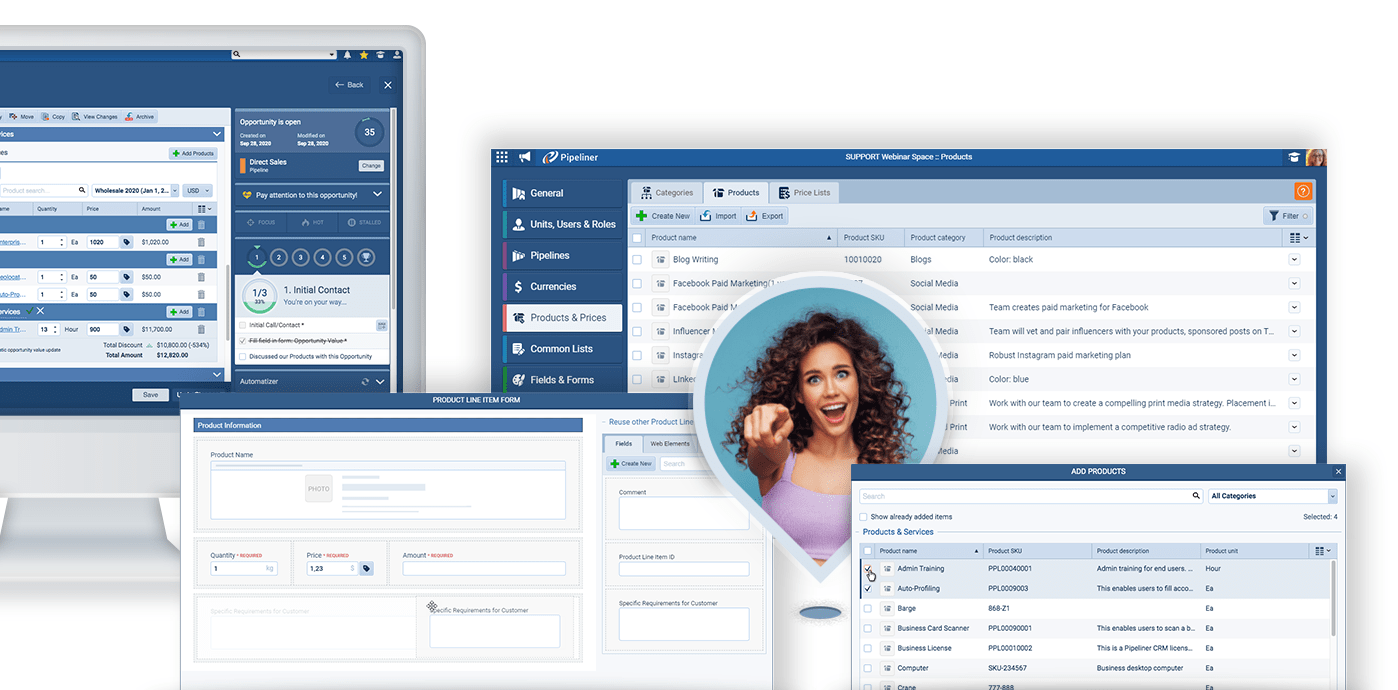 CRM product lists within Pipeliner CRM