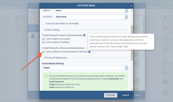 Link e-mails to Accounts based on Domain