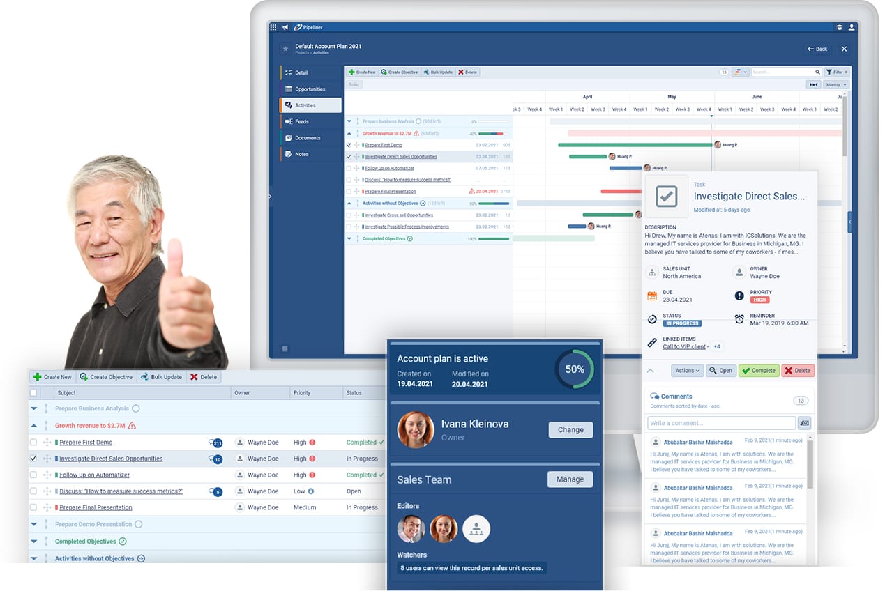 Task Management Pipeliner CRM view