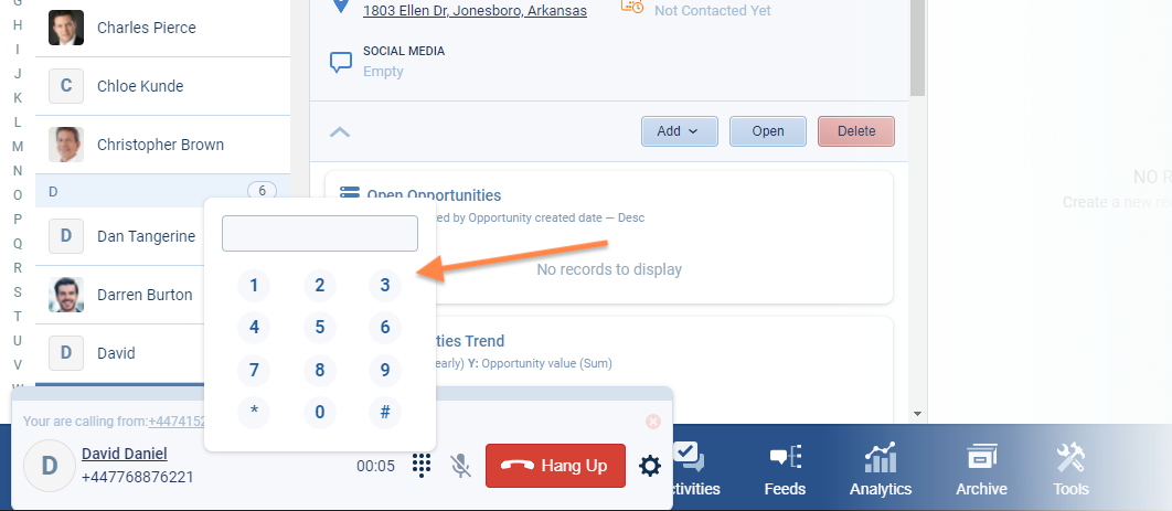 calling screenshots in Pipeliner CRM
