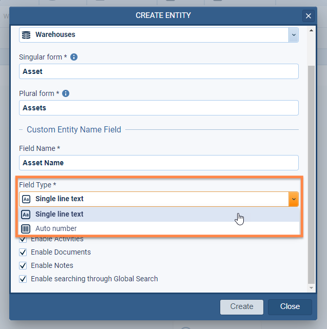 custom entities feature