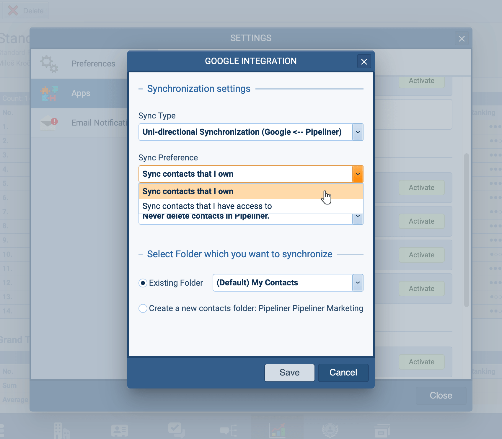 Integrating your google contacts with Pipeliner CRM