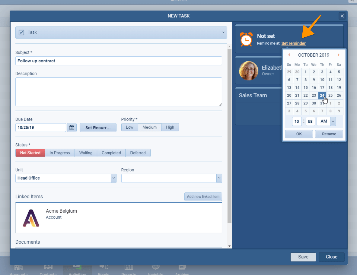 Managing and using activity reminders