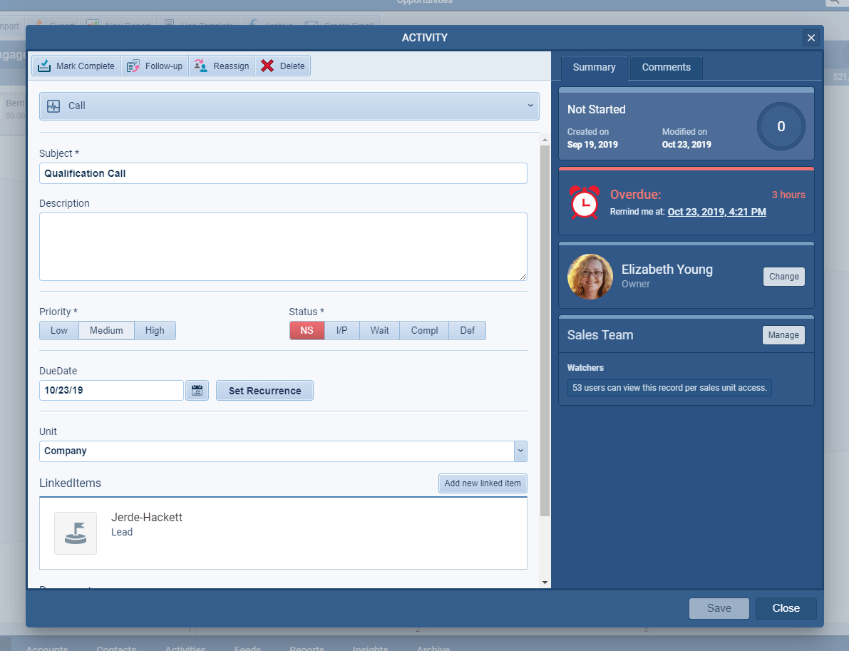 Managing and using activity reminders